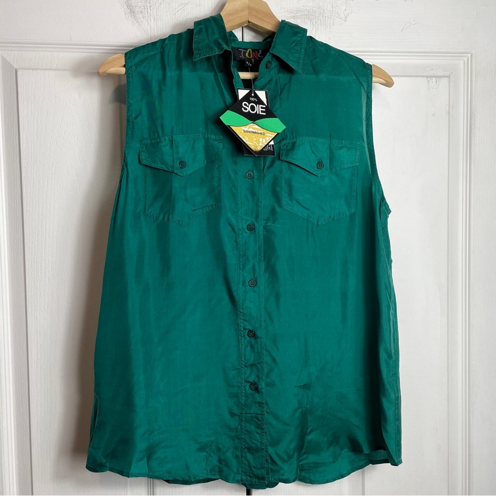 Sleeveless SILK Top NWT 90s STONE SILKS